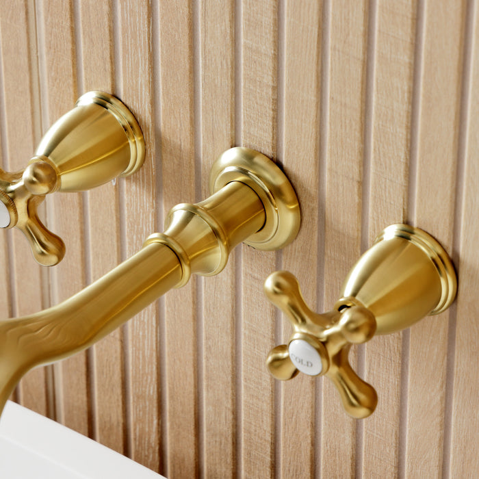 KS5027AX Two-Handle 3-Hole Wall Mount Roman Tub Faucet, Brushed Brass