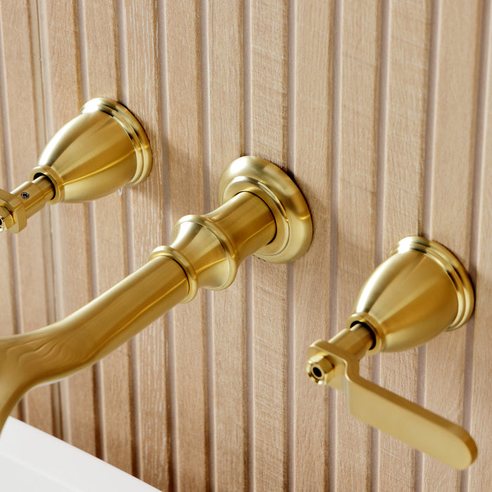 Kingston Tulare KS5027KL - Hallerbos Two-Handle 3-Hole Wall Mount Roman Tub Faucet, Brushed Brass