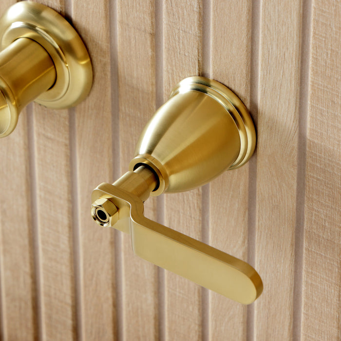 Kingston Tulare KS5027KL - Hallerbos Two-Handle 3-Hole Wall Mount Roman Tub Faucet, Brushed Brass