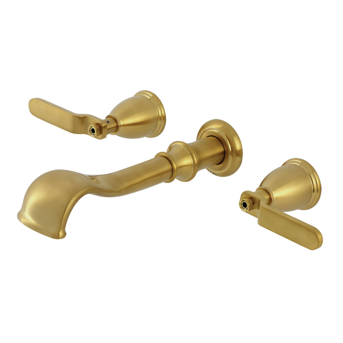 Kingston Tulare KS5027KL - Hallerbos Two-Handle 3-Hole Wall Mount Roman Tub Faucet, Brushed Brass