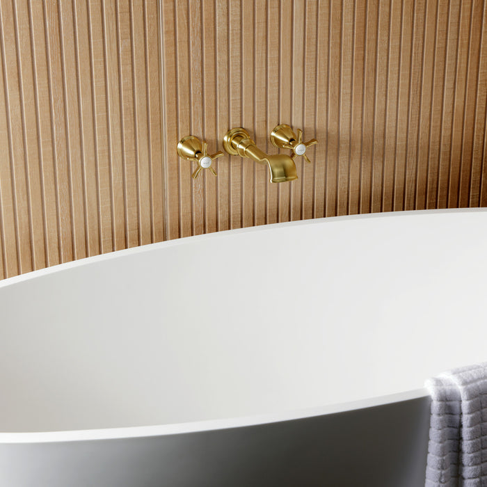 Kingston Heirloom KS5027NX - Hamilton Two-Handle 3-Hole Wall Mount Roman Tub Faucet, Brushed Brass