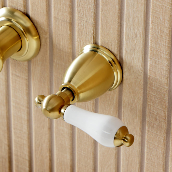 KS5027PL Two-Handle 3-Hole Wall Mount Roman Tub Faucet, Brushed Brass