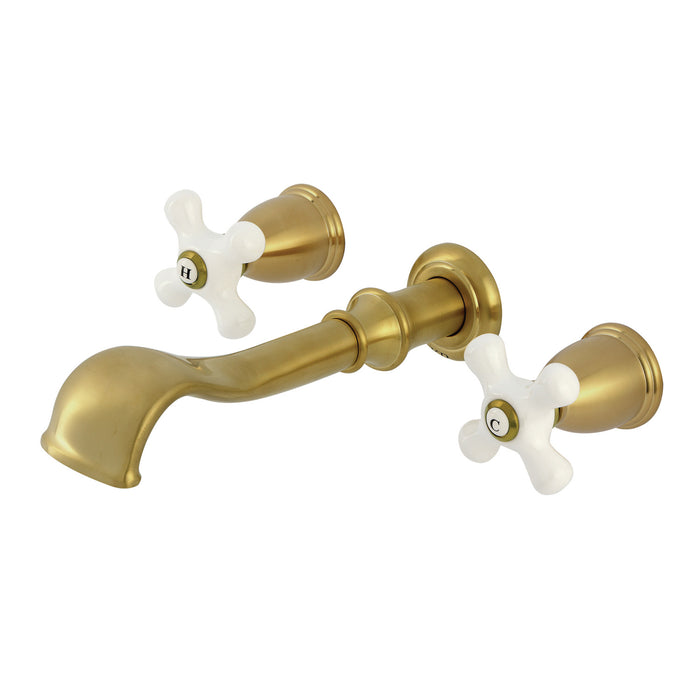 Kingston Heirloom KS5027PXTwo-Handle 3-Hole Wall Mount Roman Tub Faucet, Brushed Brass