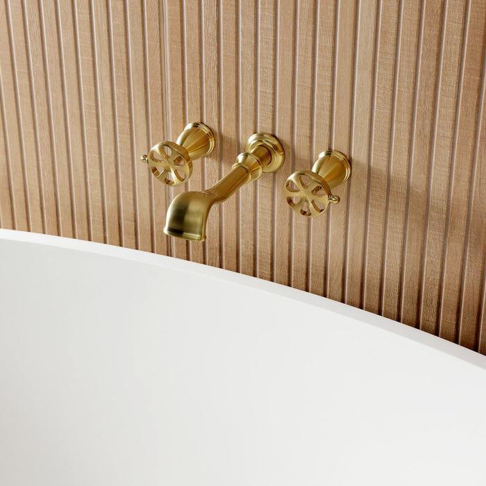 Kingston Tulare KS5027RX - Belknap Two-Handle 3-Hole Wall Mount Roman Tub Faucet, Brushed Brass