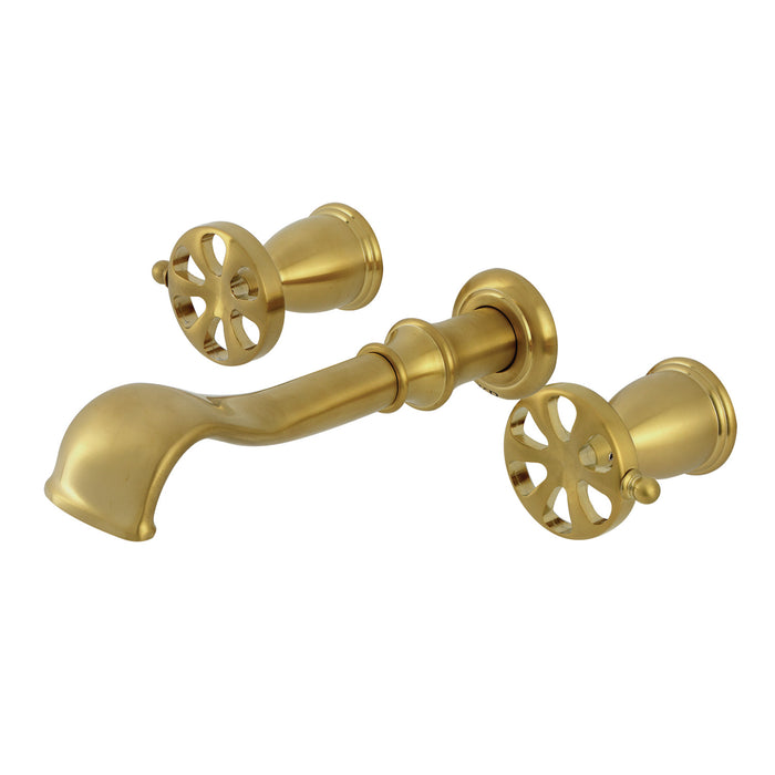 Kingston Tulare KS5027RX - Belknap Two-Handle 3-Hole Wall Mount Roman Tub Faucet, Brushed Brass