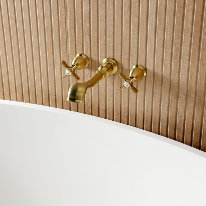 Kingston Tulare KS5027ZX - Millennium Two-Handle 3-Hole Wall Mount Roman Tub Faucet, Brushed Brass
