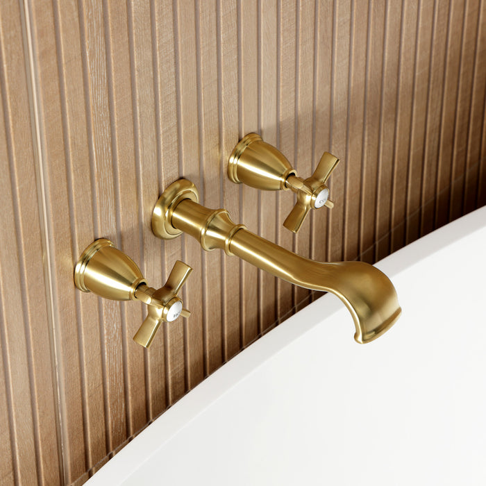 Kingston Tulare KS5027ZX - Millennium Two-Handle 3-Hole Wall Mount Roman Tub Faucet, Brushed Brass