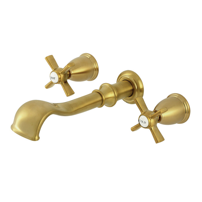 Kingston Tulare KS5027ZX - Millennium Two-Handle 3-Hole Wall Mount Roman Tub Faucet, Brushed Brass