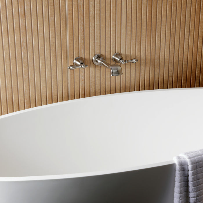 Kingston Heirloom KS5028ALTwo-Handle 3-Hole Wall Mount Roman Tub Faucet, Brushed Nickel