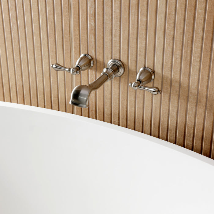 Kingston Heirloom KS5028ALTwo-Handle 3-Hole Wall Mount Roman Tub Faucet, Brushed Nickel