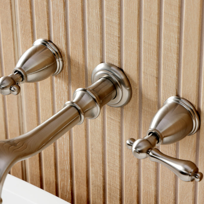 Kingston Heirloom KS5028ALTwo-Handle 3-Hole Wall Mount Roman Tub Faucet, Brushed Nickel