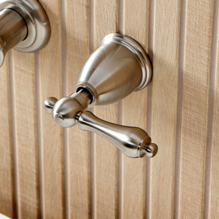 Kingston Heirloom KS5028ALTwo-Handle 3-Hole Wall Mount Roman Tub Faucet, Brushed Nickel