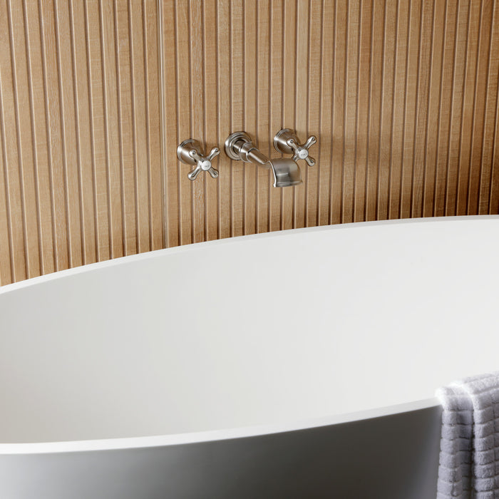 Kingston Heirloom KS5028AXTwo-Handle 3-Hole Wall Mount Roman Tub Faucet, Brushed Nickel