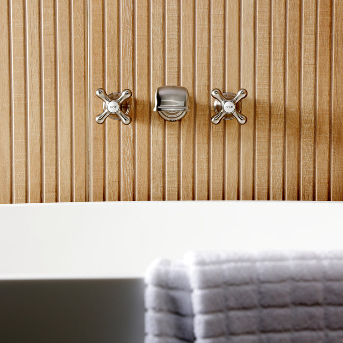 Kingston Heirloom KS5028AX Two-Handle 3-Hole Wall Mount Tub Faucet, Brushed Nickel