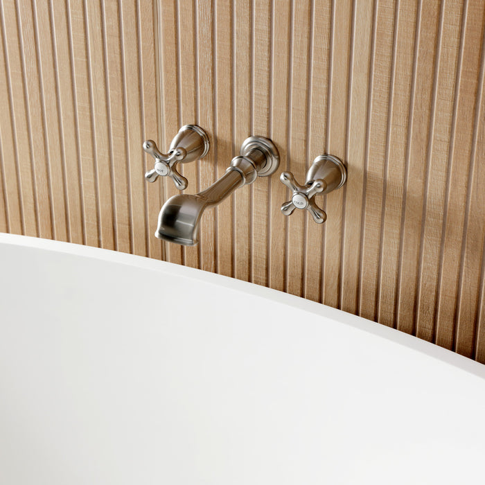 Kingston Heirloom KS5028AX Two-Handle 3-Hole Wall Mount Tub Faucet, Brushed Nickel