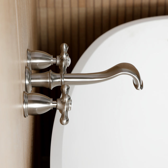 Kingston Heirloom KS5028AXTwo-Handle 3-Hole Wall Mount Roman Tub Faucet, Brushed Nickel