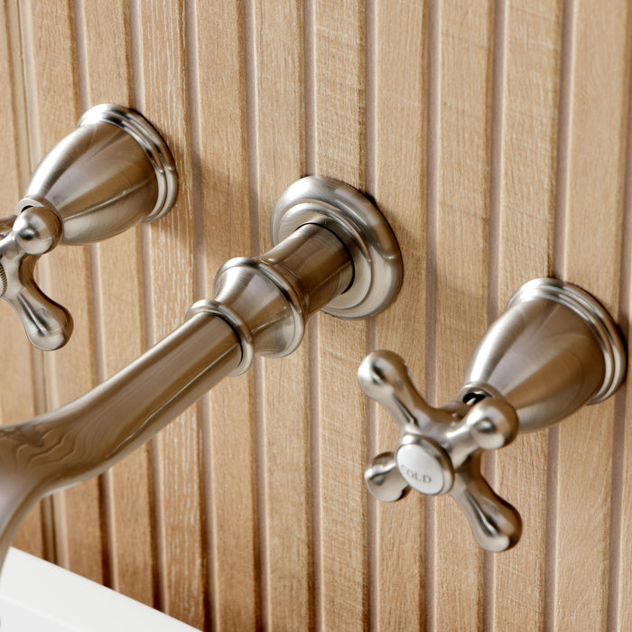 Kingston Heirloom KS5028AXTwo-Handle 3-Hole Wall Mount Roman Tub Faucet, Brushed Nickel
