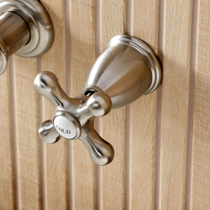 Kingston Heirloom KS5028AXTwo-Handle 3-Hole Wall Mount Roman Tub Faucet, Brushed Nickel