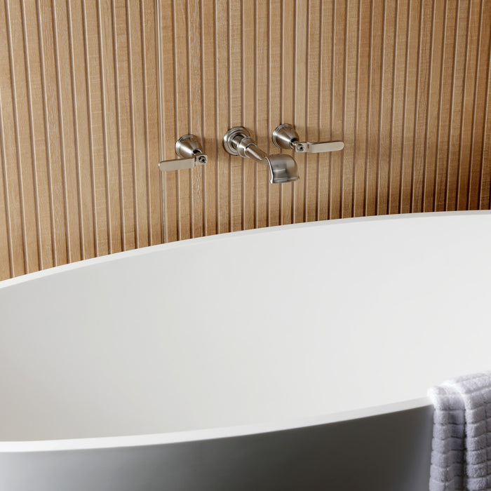 Kingston Tulare KS5028KL - Hallerbos Two-Handle 3-Hole Wall Mount Roman Tub Faucet, Brushed Nickel