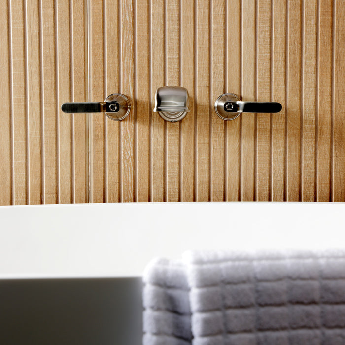 Kingston Tulare KS5028KL - Hallerbos Two-Handle 3-Hole Wall Mount Roman Tub Faucet, Brushed Nickel