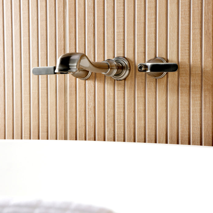 Kingston Tulare KS5028KL - Hallerbos Two-Handle 3-Hole Wall Mount Roman Tub Faucet, Brushed Nickel