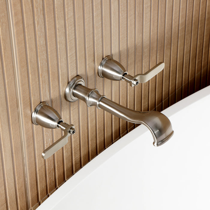 Kingston Tulare KS5028KL - Hallerbos Two-Handle 3-Hole Wall Mount Roman Tub Faucet, Brushed Nickel