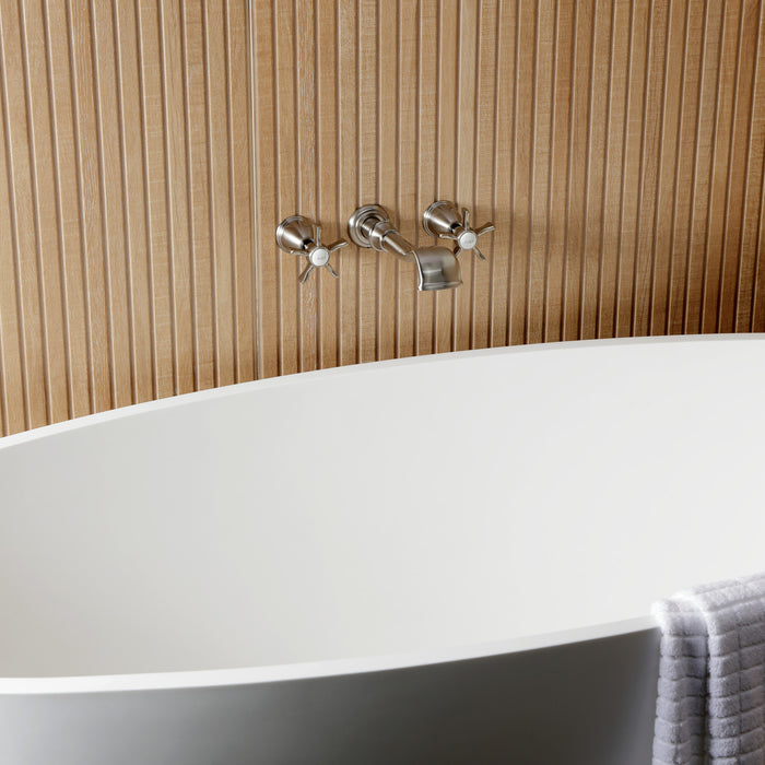 Kingston Heirloom KS5028NX - Hamilton Two-Handle 3-Hole Wall Mount Roman Tub Faucet, Brushed Nickel