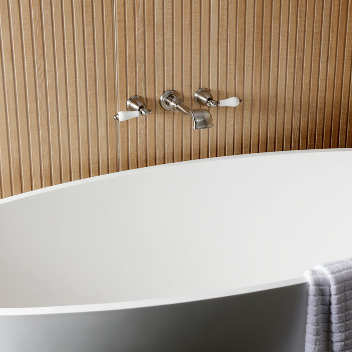 Kingston Heirloom KS5028PLTwo-Handle 3-Hole Wall Mount Roman Tub Faucet, Brushed Nickel