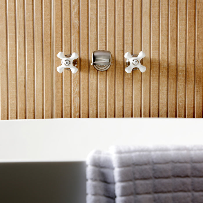 Kingston Heirloom KS5028PX Two-Handle 3-Hole Wall Mount Tub Faucet, Brushed Nickel