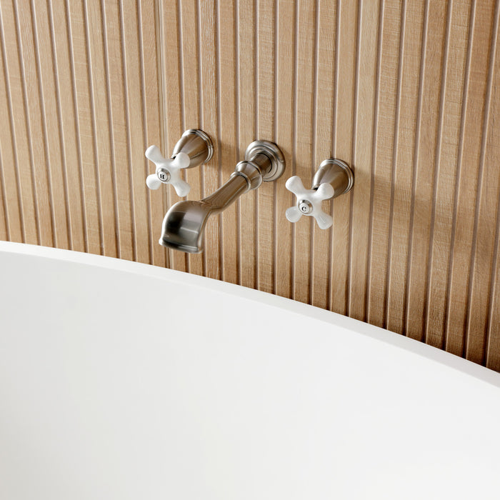 Kingston Heirloom KS5028PXTwo-Handle 3-Hole Wall Mount Roman Tub Faucet, Brushed Nickel
