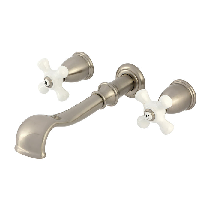 Kingston Heirloom KS5028PX Two-Handle 3-Hole Wall Mount Tub Faucet, Brushed Nickel