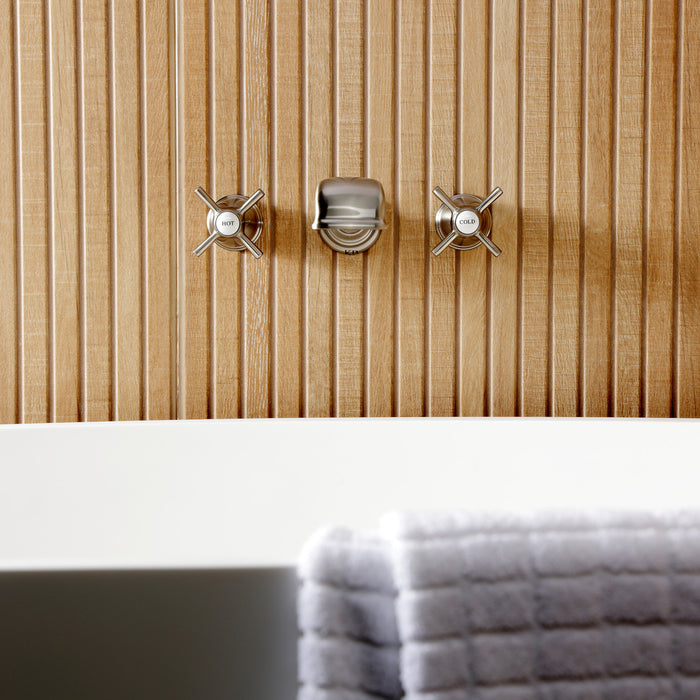 Kingston Tulare KS5028ZX - Millennium Two-Handle 3-Hole Wall Mount Roman Tub Faucet, Brushed Nickel