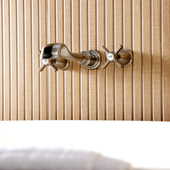 Kingston Tulare KS5028ZX - Millennium Two-Handle 3-Hole Wall Mount Roman Tub Faucet, Brushed Nickel
