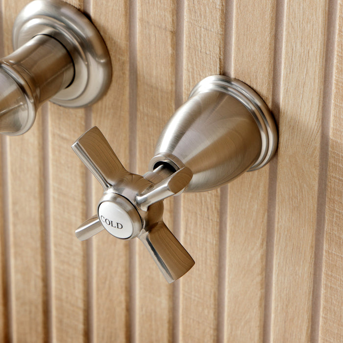 Kingston Tulare KS5028ZX - Millennium Two-Handle 3-Hole Wall Mount Roman Tub Faucet, Brushed Nickel