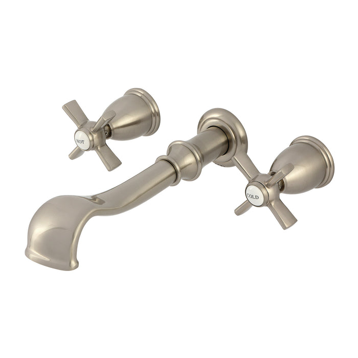 Kingston Tulare KS5028ZX - Millennium Two-Handle 3-Hole Wall Mount Roman Tub Faucet, Brushed Nickel