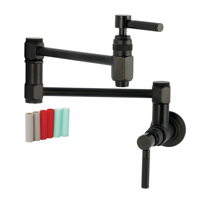 Kingston Sona KS5100DKL - Kaiser Two-Handle 1-Hole Wall Mount Pot Filler Faucet, Matte Black