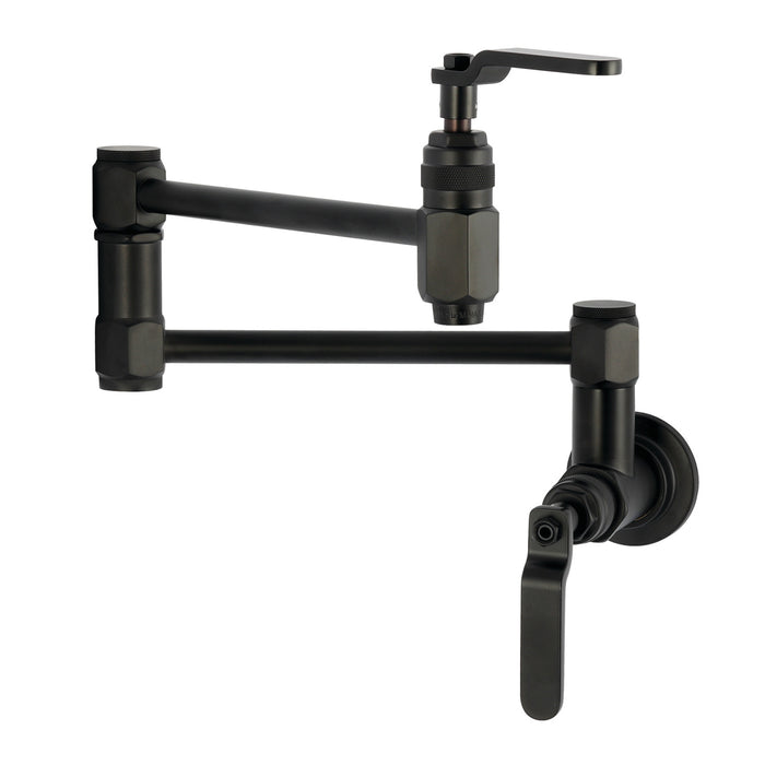 Whitaker KS5100KL Two-Handle 1-Hole Wall Mount Pot Filler Faucet, Matte Black