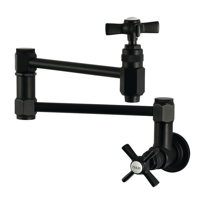 Kingston Millennium KS5100ZX Two-Handle 1-Hole Wall Mount Pot Filler Faucet, Matte Black