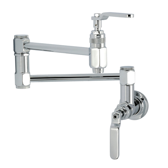 Whitaker KS5101KL Two-Handle 1-Hole Wall Mount Pot Filler Faucet, Polished Chrome