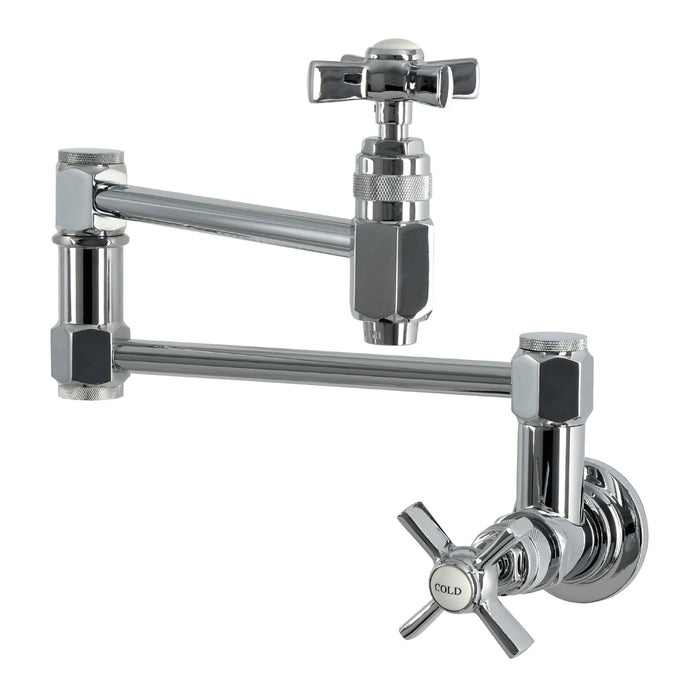 Kingston Millennium KS5101ZX Two-Handle 1-Hole Wall Mount Pot Filler Faucet, Polished Chrome