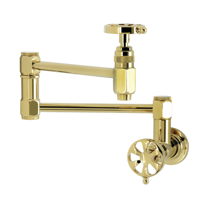 Kingston Sona KS5102RX - Belknap Wall Mount Pot Filler Faucet, Polished Brass