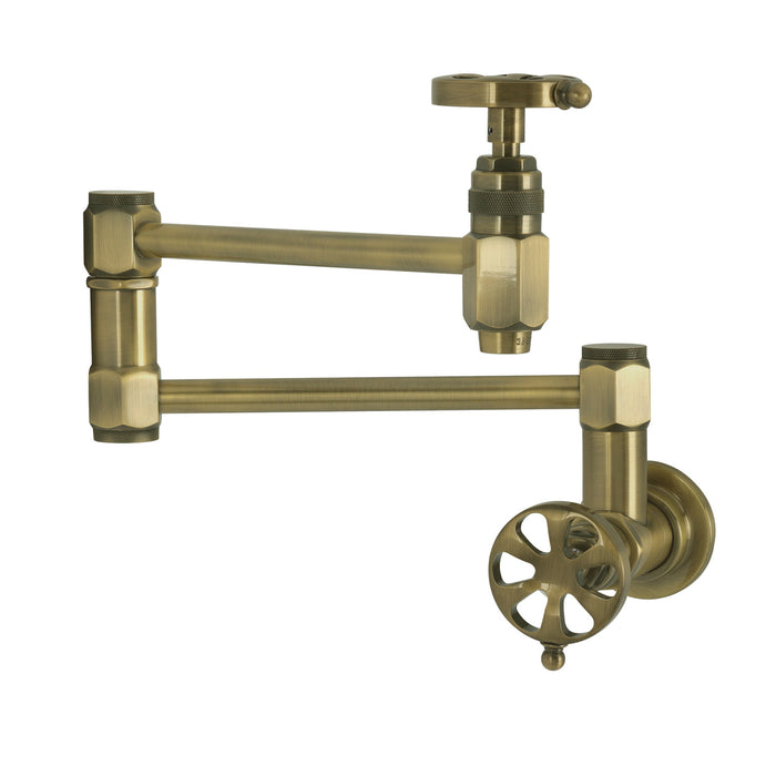 Kingston Sona KS5103RX - Belknap Wall Mount Pot Filler Faucet, Antique Brass