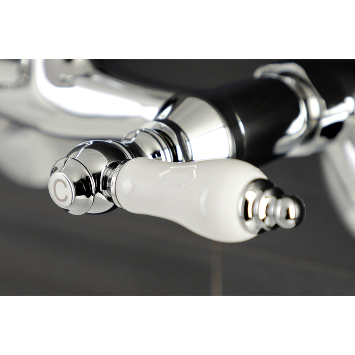 Kingston Heirloom KS512C - Kingston Two-Handle 2-Hole Wall Mount Bar Faucet, Polished Chrome