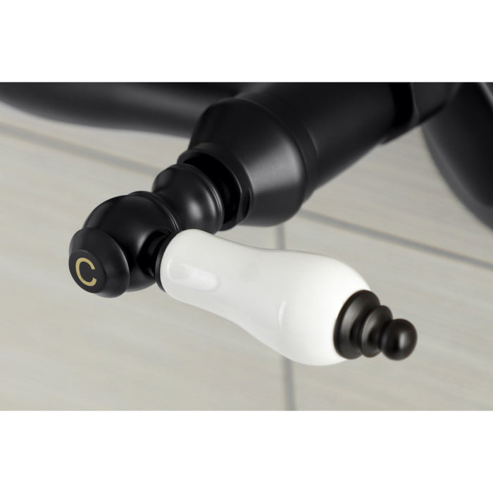 Kingston Heirloom KS512MB - Kingston Two-Handle 2-Hole Wall Mount Bar Faucet, Matte Black