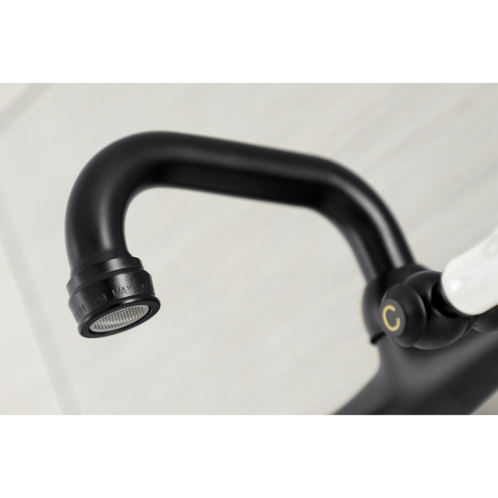 Kingston Heirloom KS512MB - Kingston Two-Handle 2-Hole Wall Mount Bar Faucet, Matte Black