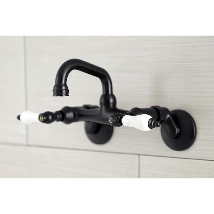Kingston Heirloom KS512MB - Kingston Two-Handle 2-Hole Wall Mount Bar Faucet, Matte Black