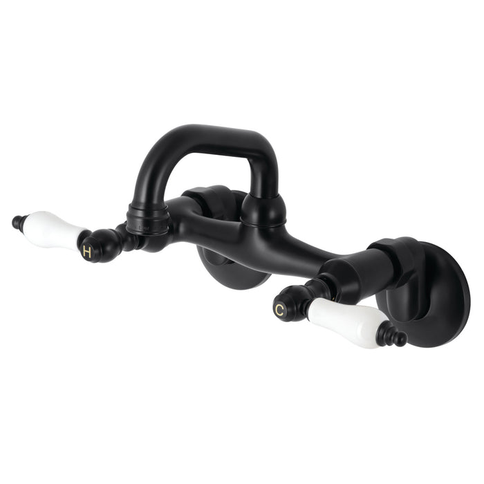 Kingston Heirloom KS512MB - Kingston Two-Handle 2-Hole Wall Mount Bar Faucet, Matte Black