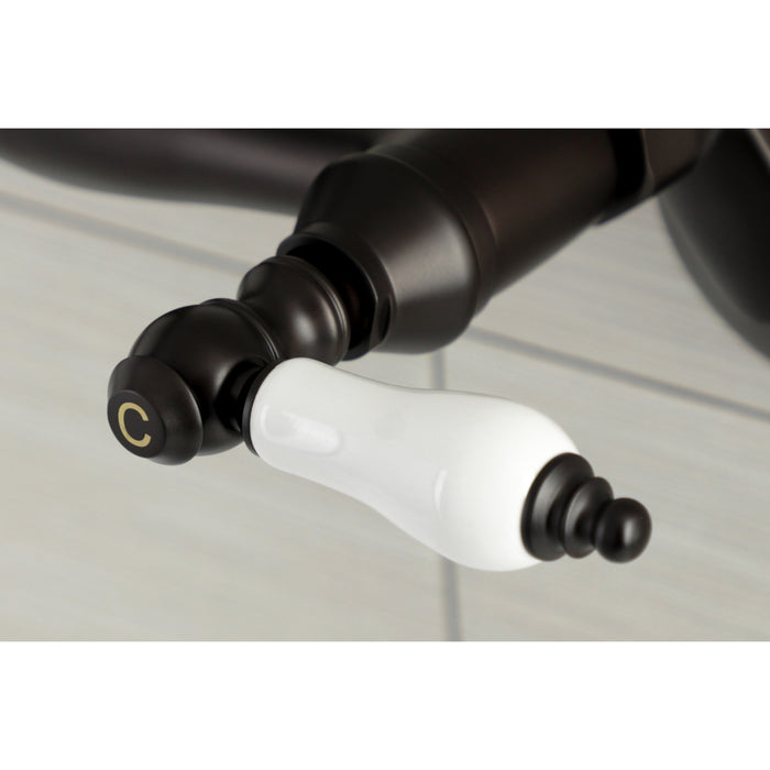 Kingston Heirloom KS512ORB - Kingston Two-Handle 2-Hole Wall Mount Bar Faucet, Oil Rubbed Bronze