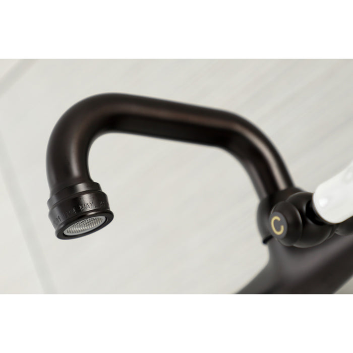 Kingston Heirloom KS512ORB - Kingston Two-Handle 2-Hole Wall Mount Bar Faucet, Oil Rubbed Bronze