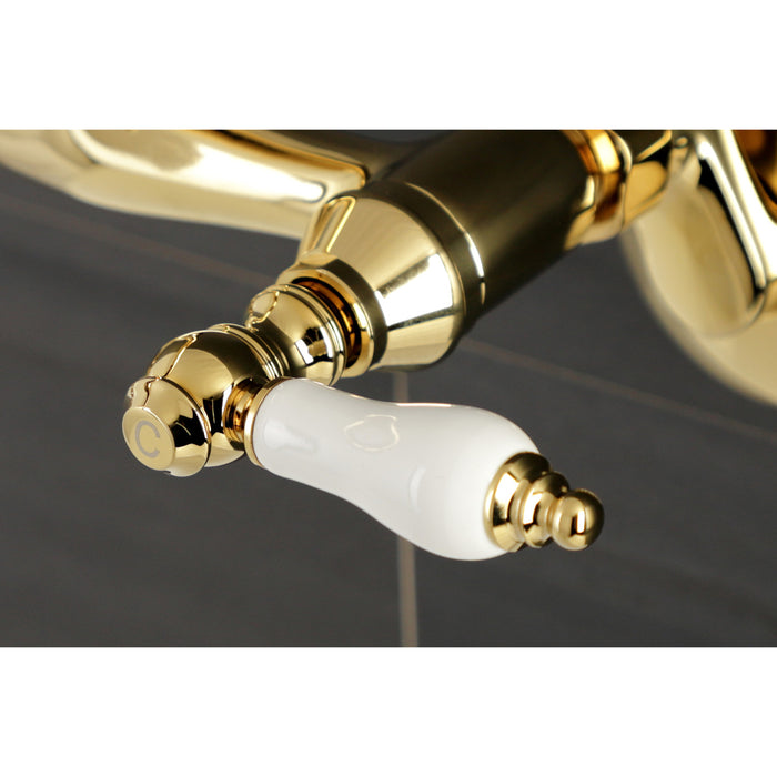 Kingston Heirloom KS512PB - Kingston Two-Handle 2-Hole Wall Mount Bar Faucet, Polished Brass